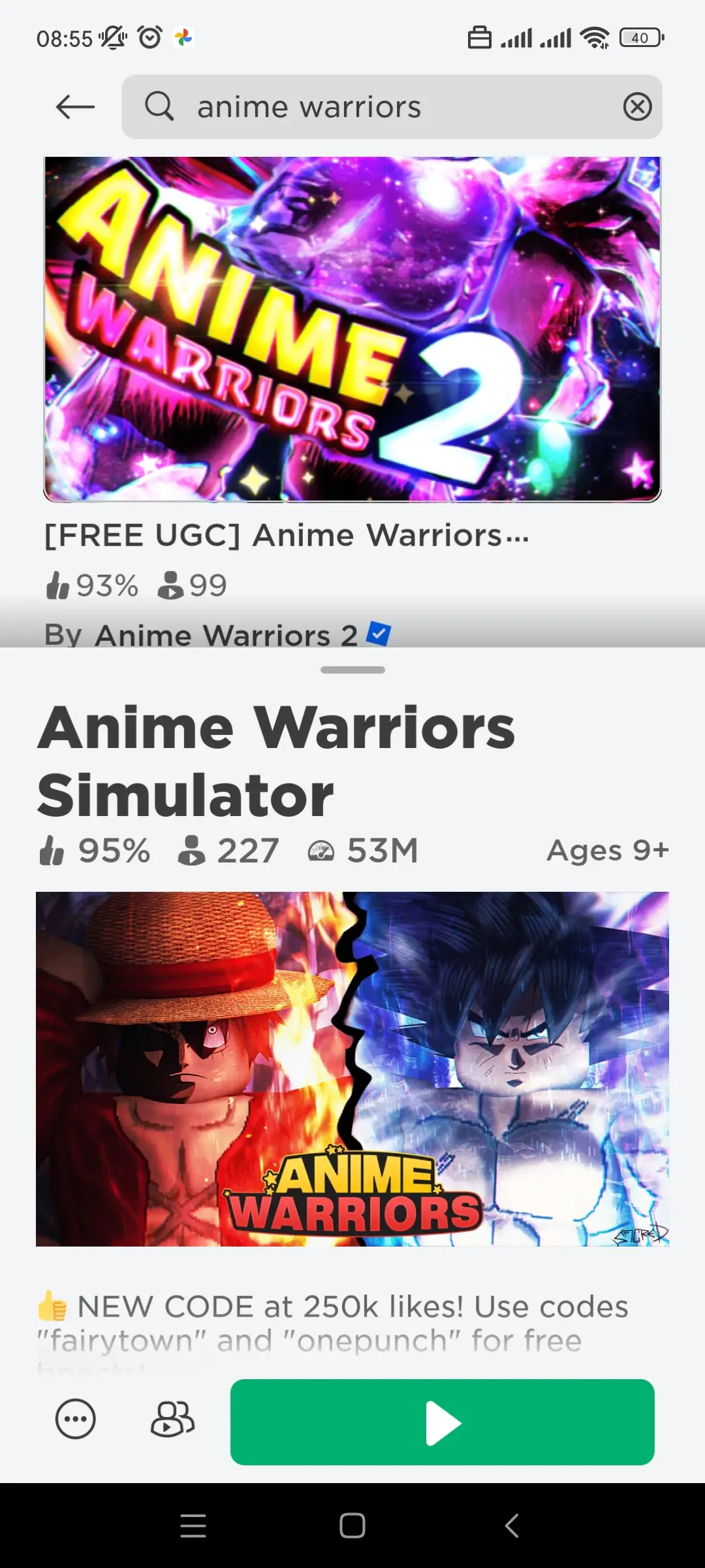 Anime Warriors Simulator codes