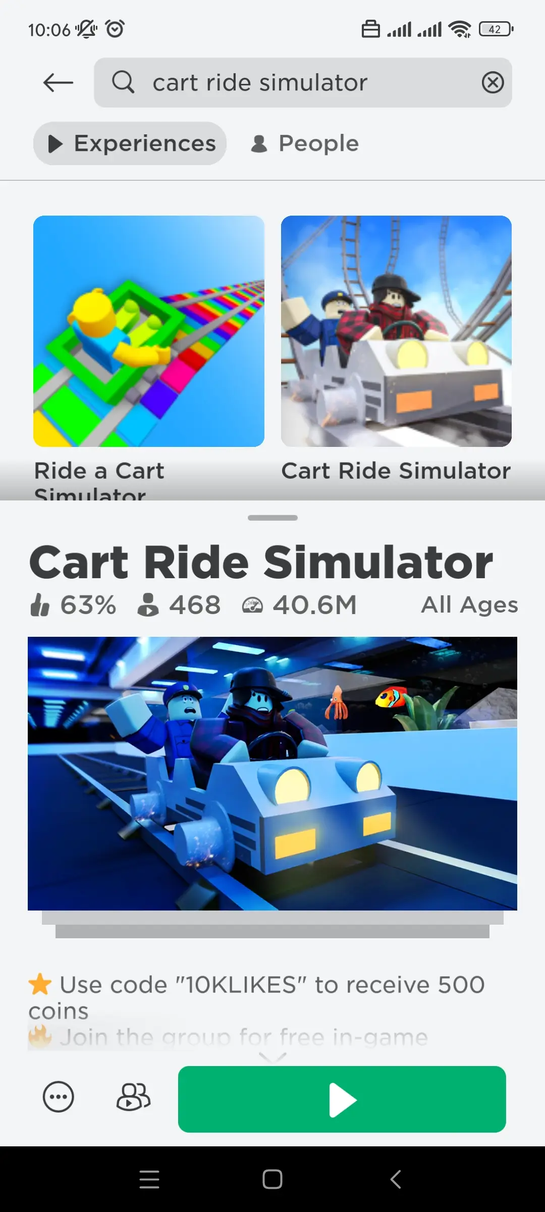 Cart Ride Simulator Codes